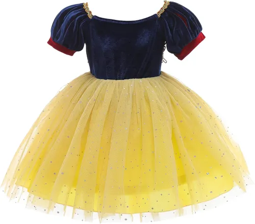 Vista 3 de JOURPEO Vestido de princesa para niñas pequeñas disfraz de cosplay de Halloween con accesorios