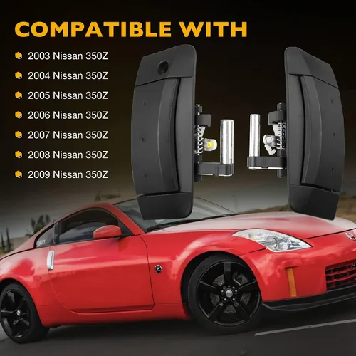 Vista 6 de Gledewen Manija exterior de puerta para lado del conductor y del pasajero, negro mate Reemplazo para Nissan 350Z 2003-2009 Reemplaza#