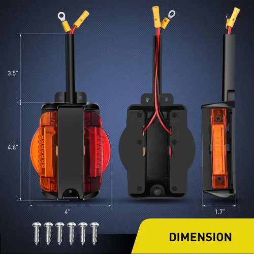 Vista 2 de Nilight 2 luces LED para guardabarros de remolque, luces de marcador de liquidación para remolque, luces delanteras ámbar y traseras rojas para 2