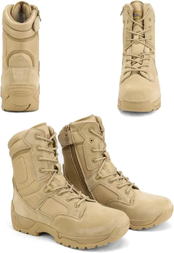 Vista 6 de NORTIV 8 - Botas tácticas de trabajo tipo militar para hombre para senderismo motociclismo combate
