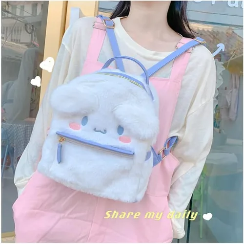 Vista 4 de Mochila Kawaii para niñas, mini mochila de anime, linda bolsa de PU, bolsa de hombro para niña, cosplay, Púrpura, Mochilas de viaje