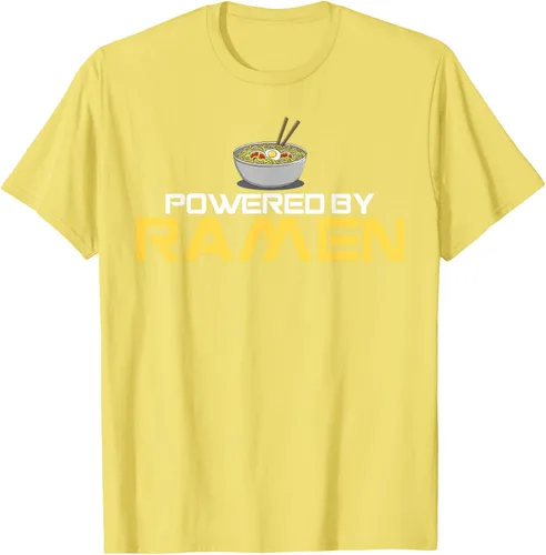 Vista 71 de Camiseta de fideos de anime japoneses Powered By Ramen, Negro, S