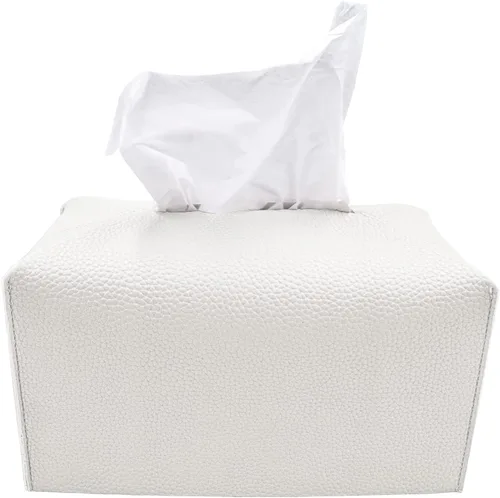 Vista 24 de Carrotez Funda para caja de pañuelos, soporte cuadrado de piel sintética refinada, soporte decorativo para encimera de tocador de baño, mesitas