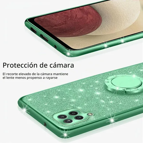 Vista 3 de Funda para Samsung Galaxy A12, A12 Samsung Phone Case para mujer con purpurina de cristal suave TPU transparente de lujo Bling Funda protectora