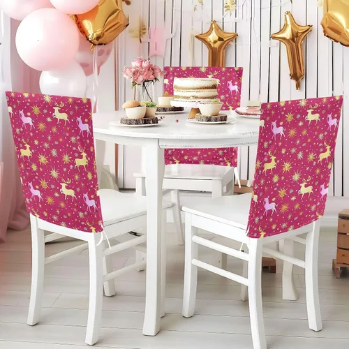 Vista 5 de Juego de 6 fundas decorativas para sillas de oficina y reuniones familiares, fundas extraíbles para sillas de comedor, diseño de copos de nieve