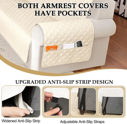 Vista 4 de HDCAXKJ Funda impermeable para sofá modular en forma de L, fundas seccionales de esquina lavables, a prueba de mascotas, protector de muebles