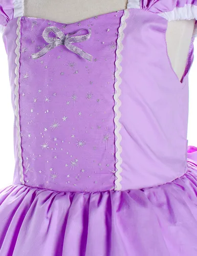 Vista 7 de Joy Join Disfraz de princesa azul para niñas pequeñas, vestido con guantes, corona, varita, collar, Azul 32 Con Accesorios
