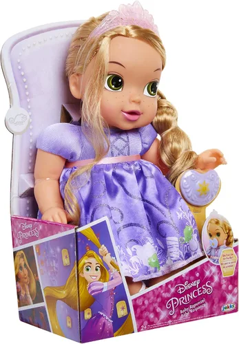Vista 4 de Disney Princess Muñeca Rapunzel de lujo para bebé con chupete de juguete