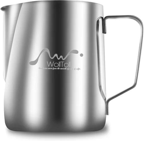 Vista 3 de Jarra de espuma de leche de acero inoxidable, 12 oz/11.8 fl oz, café con leche, capuchino, latte, jarra de espuma para barista, tazas de leche