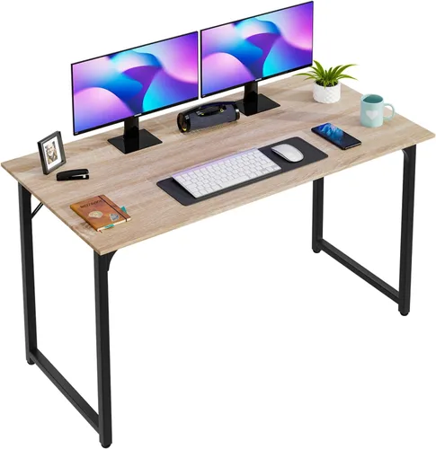 Vista 27 de PayLessHere Escritorio para computadora de 32 pulgadas Negro Escritorio de oficina con marco de metal, pies ajustables Superficie resistente