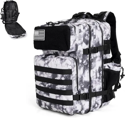 Vista 8 de gracedon Mochila Táctica Militar para Hombres y Mujeres, Mochila de Campamento del Ejército, Mochila de Asalto de 45L para Viajes, Senderismo (Negro)
