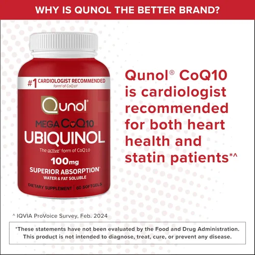 Vista 5 de Qunol Mega Ubiquinol CoQ10 Suplemento natural de C0Q10 solubre en agua y grasa para una absorción superior, patentada, antioxidante para la salud