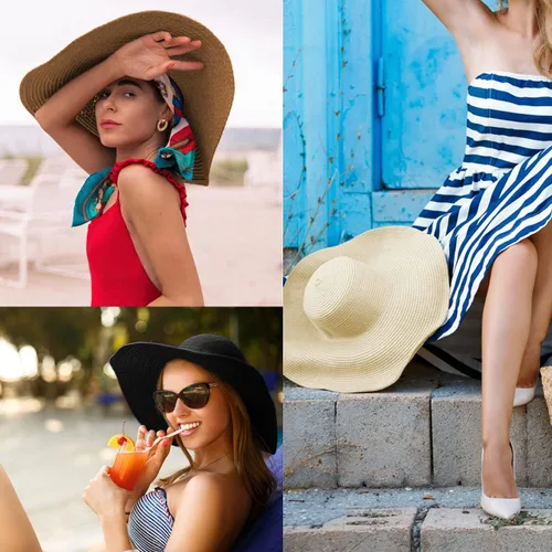 Vista 2 de Ayliss Floppy Derby sombrero con ala ancha estilo playa para mujer