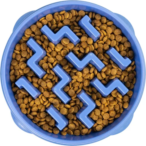 Vista 17 de Outward Hound Fun Feeder Slo Bowl Cuenco para perro de alimentación lenta, mediano/pequeño, color azul