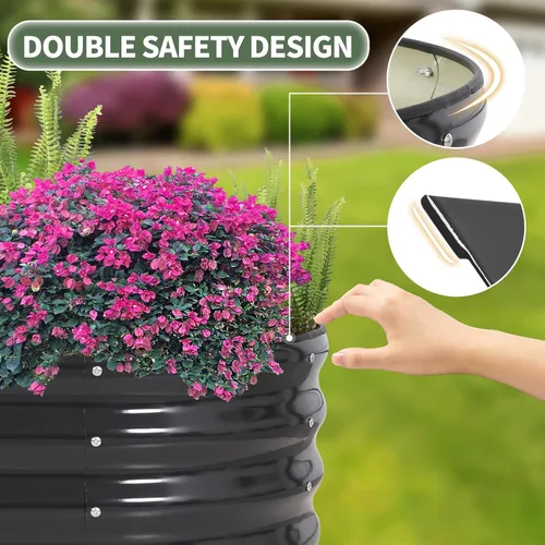 Vista 2 de 1MORE Cama de jardín elevada galvanizada: jardineras para exteriores, camas elevadas para jardinería, kit de cama de jardín de metal de 4 x 2 x 1