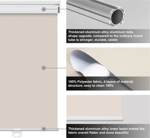 Vista 6 de BERISSA Persianas enrollables opacas y sin cordón, con protección UV, ahorro de energía, oscurecimiento de habitación, para el hogar, puerta