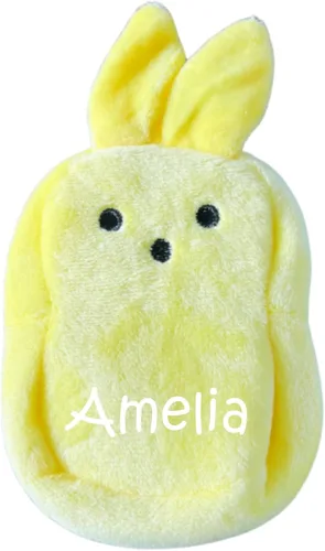 Vista 5 de Cesta de Pascua personalizada, tarjeta de regalo o soporte para dinero, idea de regalo de conejo (azul)