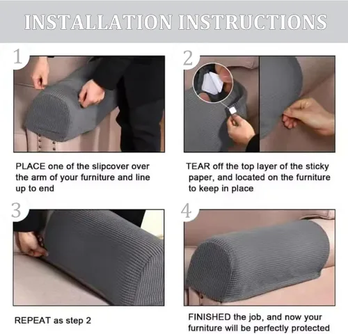 Vista 8 de Juego de 2 fundas elásticas para brazos de sofá con bolsillo, fundas extraíbles antideslizantes para reposabrazos para sillón reclinable y sillones
