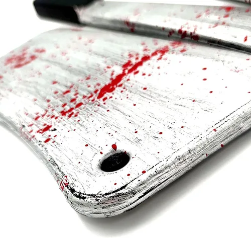Vista 4 de Cooplay Cuchillo de plástico de carnicero de sangre para cosplay, accesorios de plástico realistas de terror, divertido para Halloween, fiesta