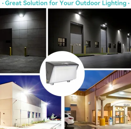 Vista 7 de HiBay Paquete de 4 luces LED de pared para exteriores del atardecer al amanecer, 20010LM 150W Eqv. 800-1000W HPS/HID, fotocélula de seguridad