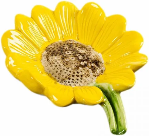 Vista 5 de Sizikato Bandeja de jabón de porcelana para baño, jabonera con forma de girasol