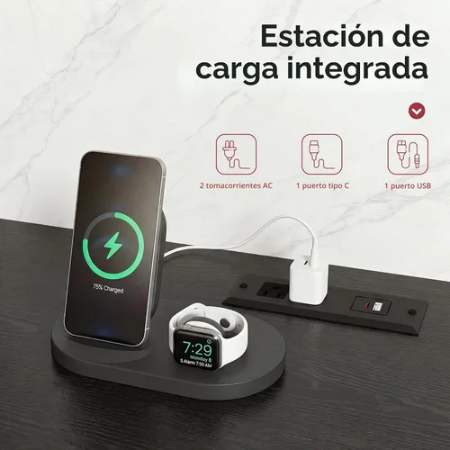 Vista 4 de Soporte de TV moderno de mediados de siglo de 58 pulgadas, consolas de TV de madera con puertas correderas y toma de corriente, centro