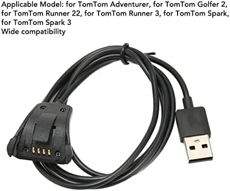 Vista 2 de Cable de carga USB para reloj Tomtom, cargador de repuesto para Tomtom Watch Series para Tomtom Golfer 2 Runner 22 Runner 3 Spar, 3.3 pies