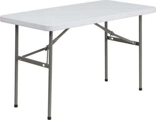 Vista 8 de Flash Furniture Park - Mesa plegable bi-fold de plástico de ratán marrón de 6 pies de grado comercial