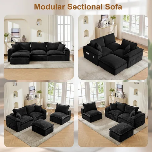 Vista 6 de Korser Sofás seccionales de 108 pulgadas para sala de estar, sofá modular sin hueso con asiento profundo y cojín esponjoso, acogedor sofá acolchado