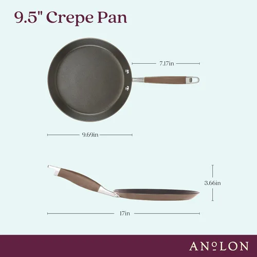 Vista 2 de Anolon Advanced - Sartén antiadherente anodizada dura para el hogar, 9.5 pulgadas, bronce