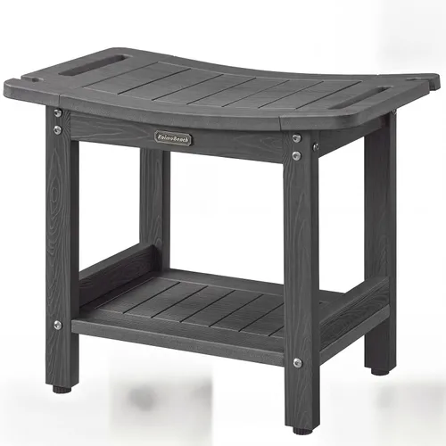 Vista 9 de Banco de ducha para afeitarse las piernas, taburete de ducha impermeable para ducha interior con asas y soporte para cabezal de ducha, silla de Negro