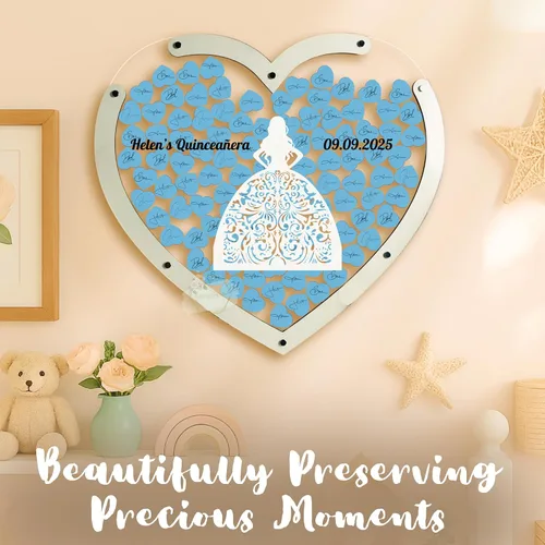Vista 2 de Ideas alternativas personalizadas para libro de invitados de quinceañera – Alternativa para libro de invitados de corazón de quinceañera – Libro