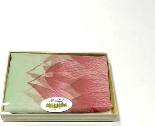 Vista 5 de Shanlin Bufandas florales de seda súper grandes para mujer en caja de regalo