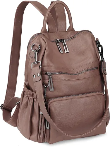 Vista 18 de Uromee Mochila de Viaje Monedero para Mujeres Cuero Vegano Damas Moda Borla Bolsa de Hombro Convertible, Grande, Mochilas Daypack