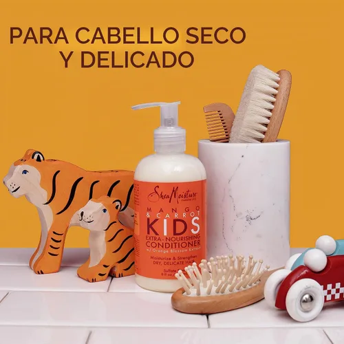 Vista 4 de Shea Moisture Kids Acondicionador Mango & Zanahoria 7.7oz Para rizos de niños: nutre, suaviza y desenreda el cabello con manteca de mango, aceite