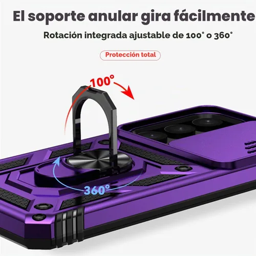 Vista 5 de Funda para Samsung Galaxy S25 Plus con cubierta deslizante para cámara, protector de pantalla HD [probado contra caídas de grado militar] soporte