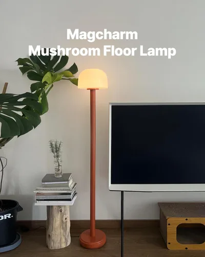 Vista 2 de MAGCHARM Lámpara de pie con forma de hongo con control remoto, lámpara de pie LED regulable de 59 pulgadas de alto con temperatura