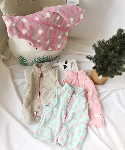 Vista 4 de Chaleco ligero polar suave de la muchacha del bebé con cremallera hasta el chaleco de la ropa de abrigo