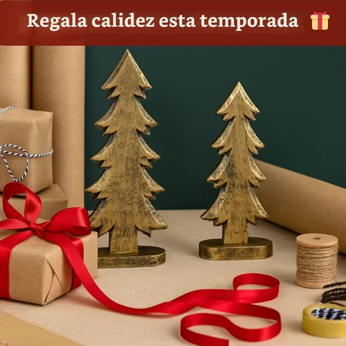 Vista 7 de Mie Creations Juego de 2 figuras de árbol de Navidad, decoraciones rústicas de Navidad para el hogar, sala de estar, centro de mesa, repisa