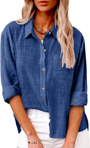 Vista 9 de SMIDOW Camisa de algodón y lino con botones para mujer