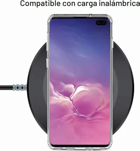 Vista 7 de Unov Funda para Galaxy S10, transparente con diseño en relieve, flor Flor estética