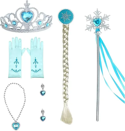 Vista 5 de GJDAMFD Ropa de princesa para niñas, vestidos de disfraz con accesorios para fiesta de cumpleaños de Halloween