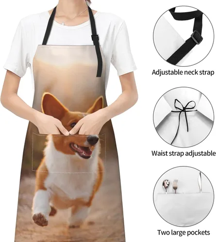 Vista 6 de Delantales personalizados con 2 bolsillos, diseño de tu propio nombre, texto, logotipo, delantal personalizado, resistente a la suciedad, delantales
