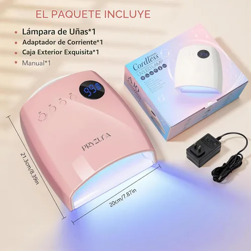 Vista 9 de Lámpara de uñas LED UV, luz UV inalámbrica de 72 W para uñas de gel con 45 Rosa