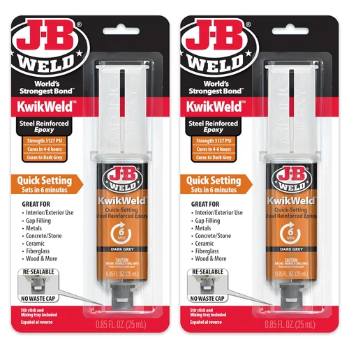 Vista 9 de J-B Weld 50176 KwikWeld jeringa epoxi reforzada con acero - Se seca en gris oscuro - 0.84 onzas líquidas, Negro