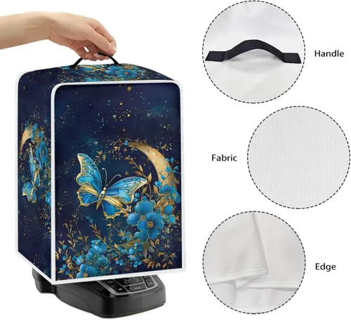 Vista 5 de DISNIMO Cubierta antipolvo para cafetera de mariposa azul, fundas para máquina de hacer café de cocina con mango superior, cubierta