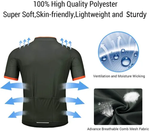 Vista 5 de wantdo Camisetas de ciclismo para hombre, camisetas de ciclismo de montaña MTB Jersey de manga corta Camisetas de ciclismo transpirable de secado