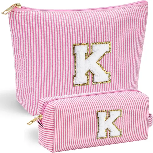 Vista 93 de YOOLIFE Regalos del Día de la Madre para Mujeres, Bolsa de Maquillaje con Iniciales, Bolsa de Maquillaje para Viaje, Bolsa de Maquillaje Negro