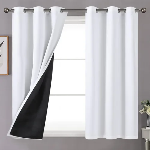Vista 66 de YoungsTex - Cortinas 100% opacas para dormitorio, con aislamiento térmico y ojales, cortinas oscuras negras con capa pesada para ventana de sala