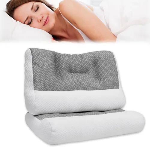 Vista 8 de Sohobloo - Almohada de cuello ergonómica de plumón de ganso para cuello, almohadas nimecales, almohadas para el cuello, aumenta el sueño